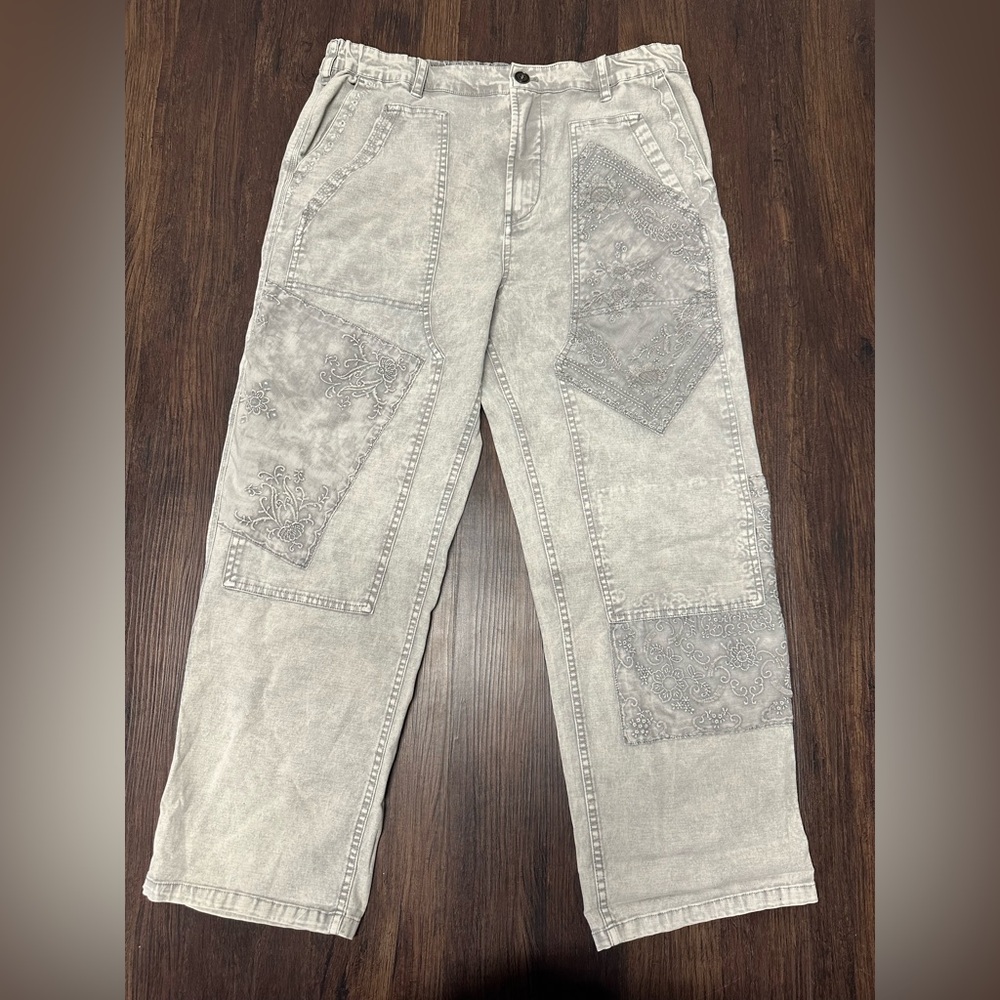 Pilcro and the letterpress The Roamer grey embroidered jeans size 31
